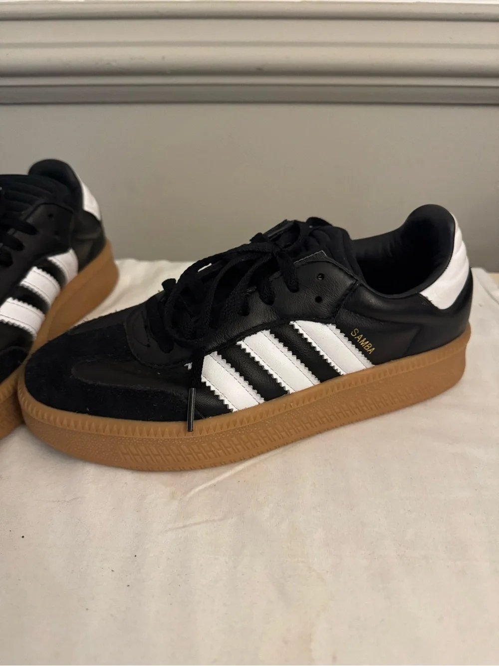 Adidas Samba XLG Black & White Sneakers with Gum Outsole Size 6
